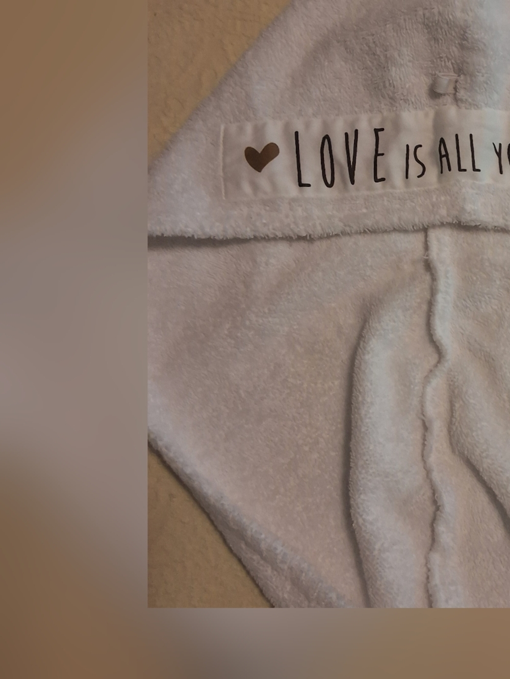 White 'Love Is All You' Hair Wrap Towel